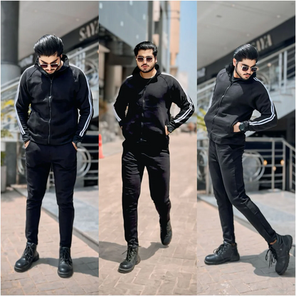 Black 3 stripes track suits for men's