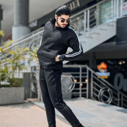 Black 3 stripes track suits for men's